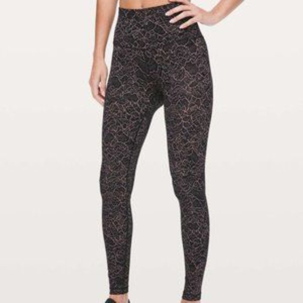 Lululemon Align Pant Full Length Lacescape Spanish Rose Black Size 4